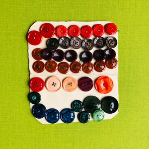 French Vintage plastic buttons on cardboard Shop display 40s