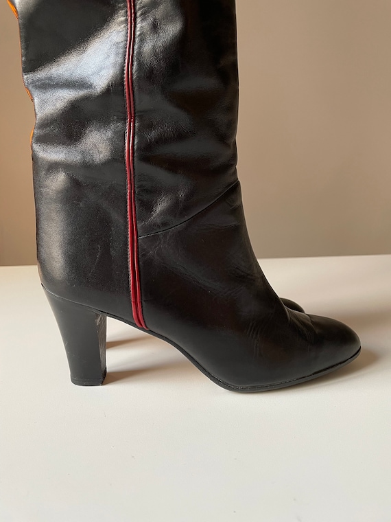 Vintage Black and red Italian Riding Boots Sirena
