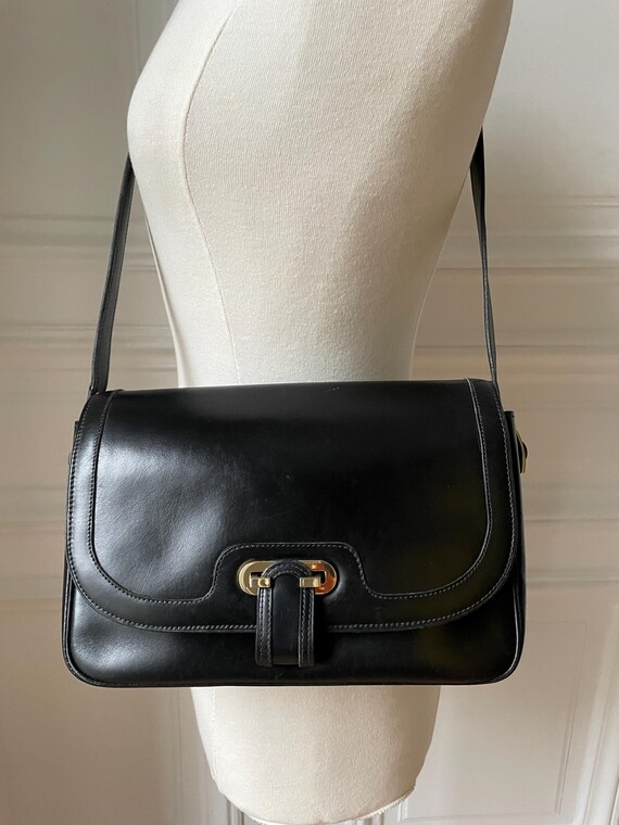 Vintage Cellerini Bag Italy Firenze Black Leather Gold Clasp - Etsy
