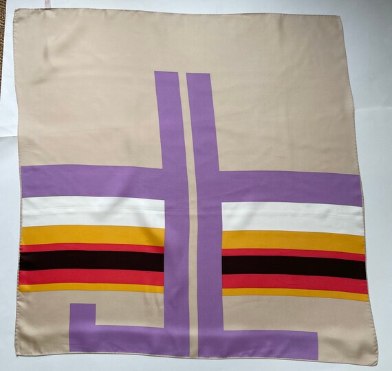 Vintage LANVIN ? Silk scarf. geometrics mauve ora… - image 5
