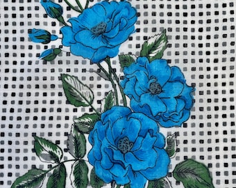 Vintage Handkerchief  roses flower Shabby chic NOS