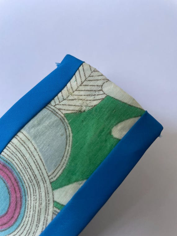 Vintage 70S Fabric Belt Green Blue Daisy Print - Hand Made  display picture 1