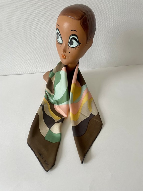 Vintage 1960/70s s French Silk scarf. Hippie brow… - image 9