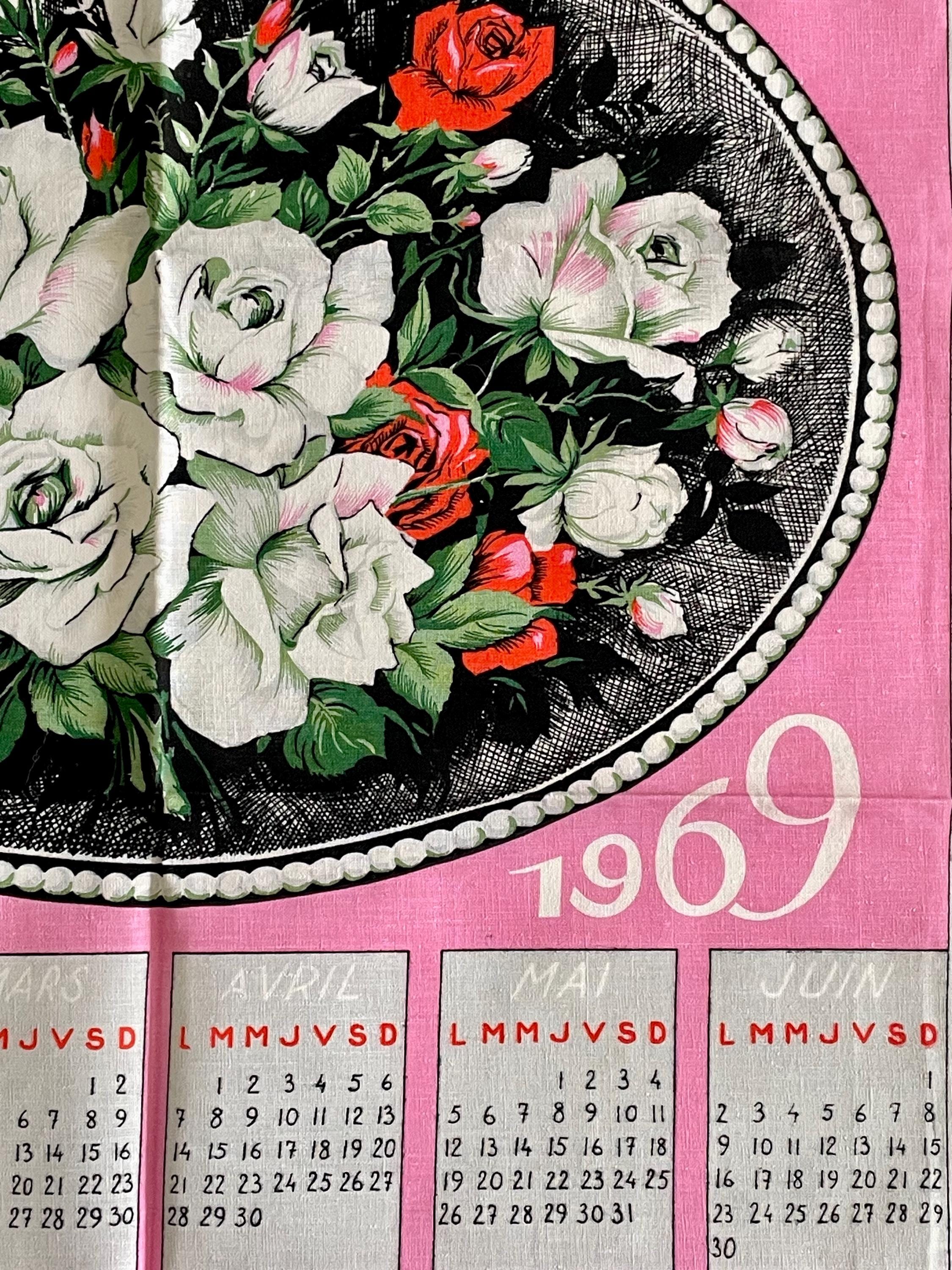 Vintage 1968 Calendar Towel - Etsy