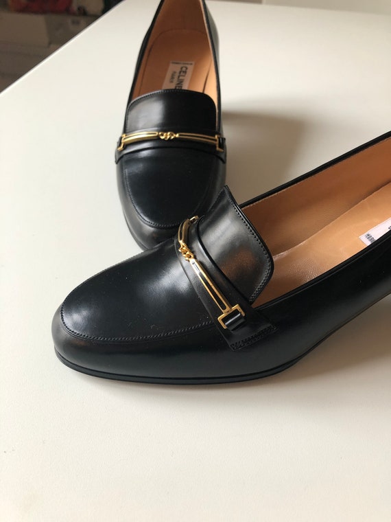Celine Heels Oxford black 70's shoes NOS size 34