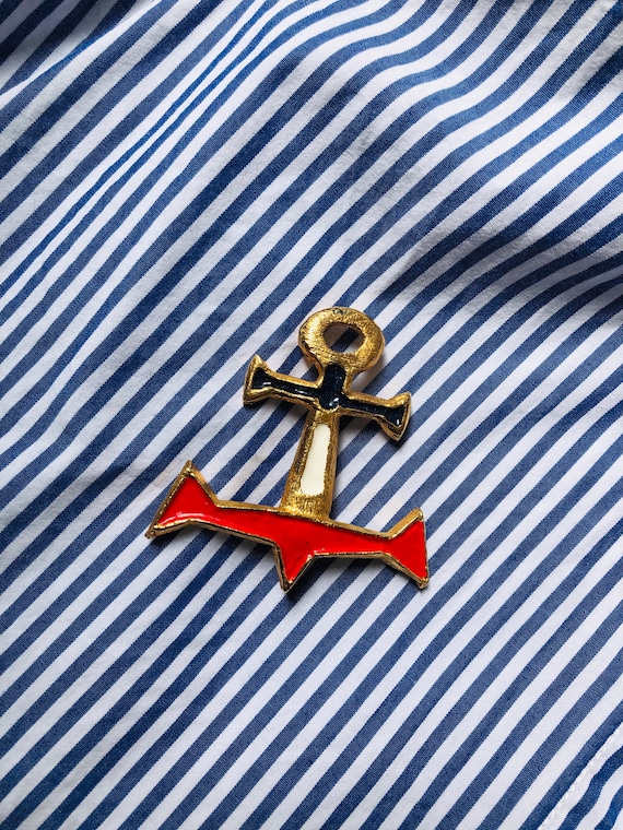 Vintage 60S Brooch Anchor sailor Nautical