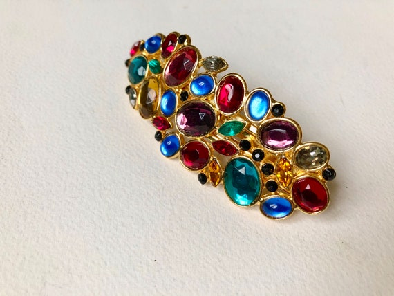Vintage rhinestones hair pin 1980s Made in Fran