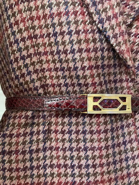 Vintage French luxury Snakeskin belt burgundy 70s 