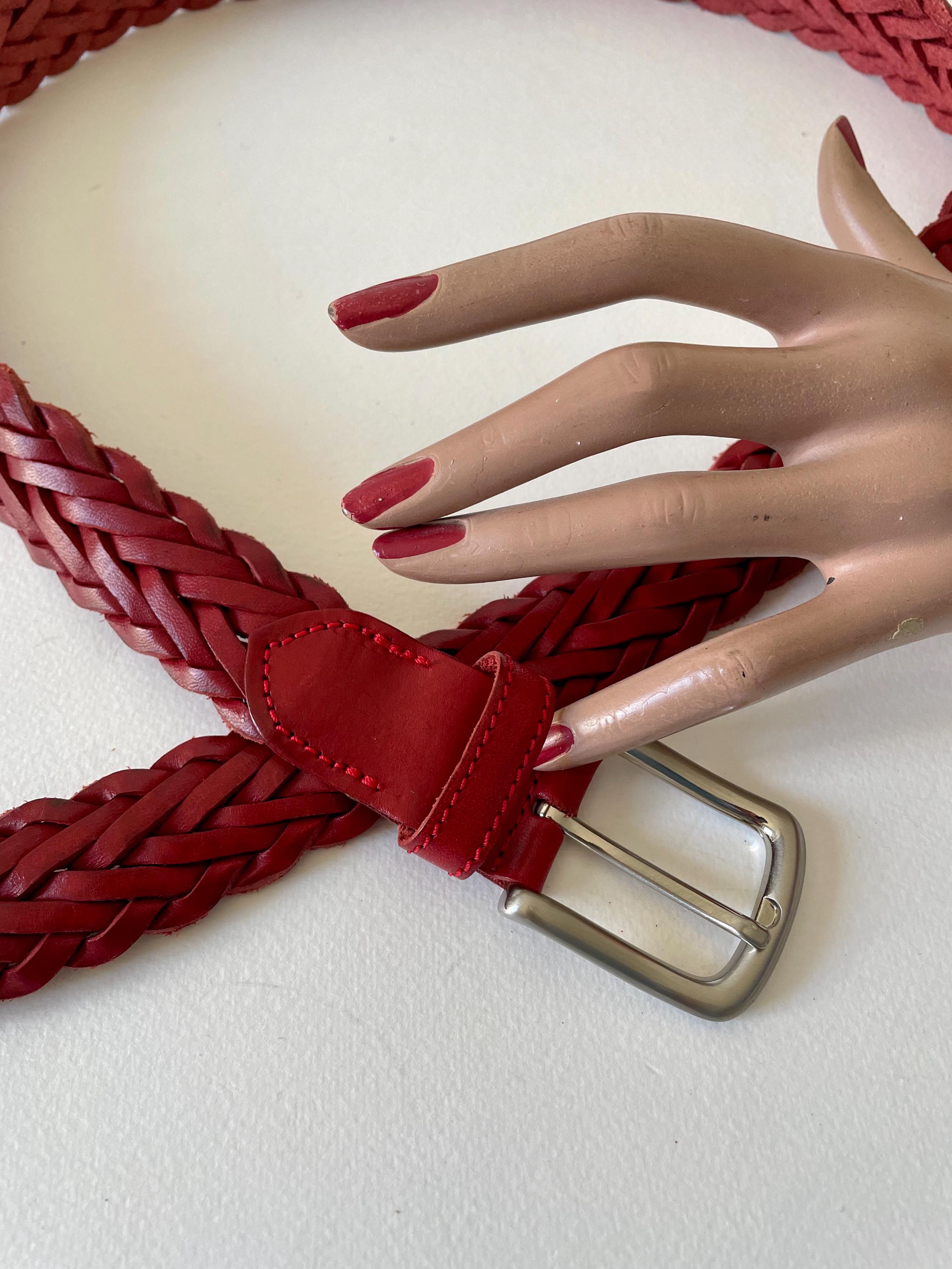 Vintage Red Leather Braided Belt Small Vintage Polo Ralph Lauren Braided Leather Belt – Very Breezy main image 4