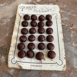 French Vintage brown color  buttons set of 24  Paris Elegant Made in France Antique shop supply
