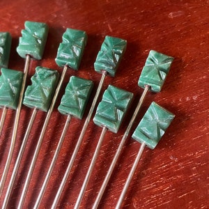 Carved natural Stone Tiki Head Appetizer stick Polynesian Tropical Cocktail Hawaiian party