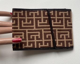 Vintage 70s Pierre Balmain checkbook cover wallet brown monogram