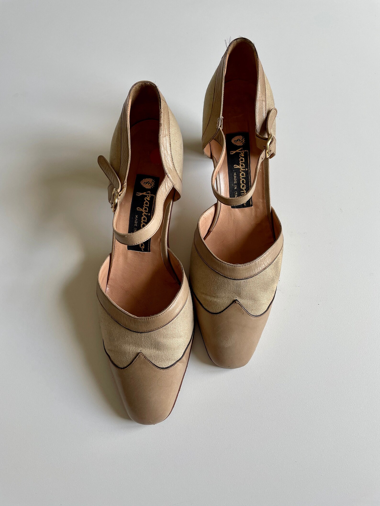 Vintage Mary Jane shoes beige leather Made in Italy Richelieu Etsy