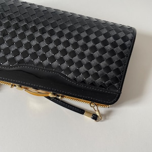 Vintage woven black clutch black party bag 80s