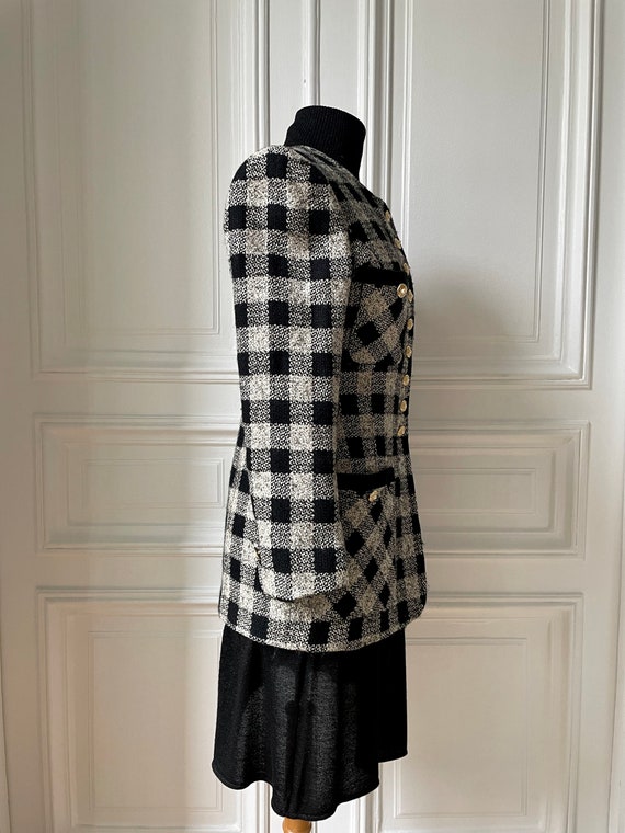 Vintage wool jacket  French Couture black and whi… - image 9