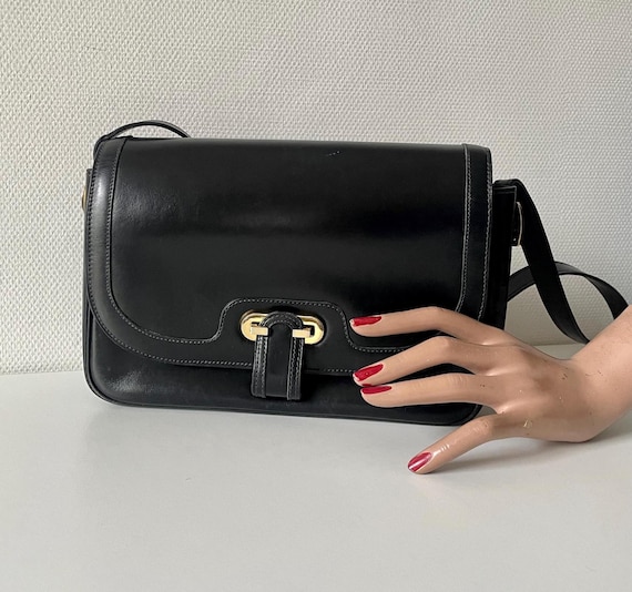 Vintage Cellerini Bag Italy Firenze Black Leather Gold Clasp - Etsy