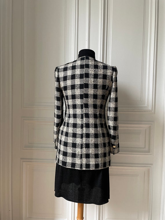 Vintage wool jacket  French Couture black and whi… - image 6
