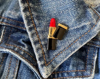 Vintage Paris LANCOME Pin's brooch Couture red lipstick