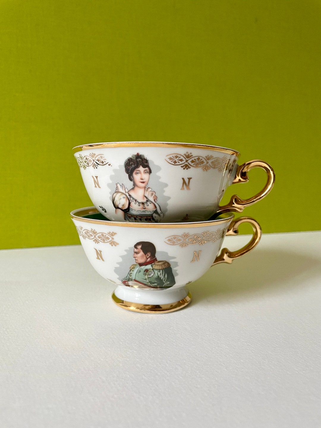 French Porcelain Tea Coffe Cups Napoléon and Joséphine Gold Etsy