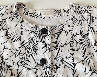 Courrèges Jacket blouse Paris black and white print Couture Paris bows