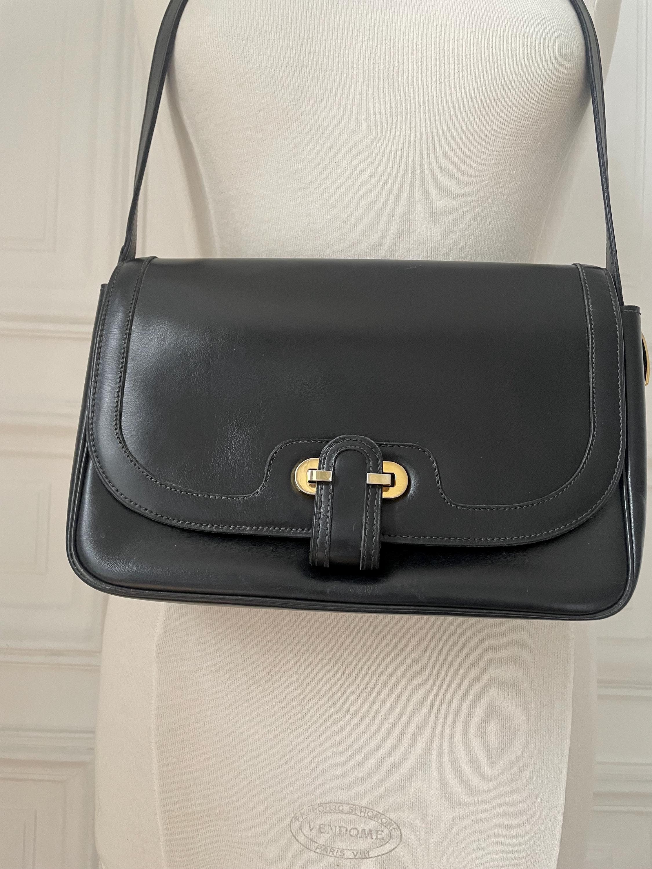 Vintage Cellerini Bag Italy Firenze Black Leather Gold Clasp - Etsy
