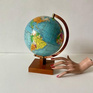 Vintage French  world earth globe geographical map 60s back to school
