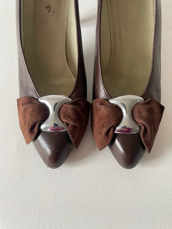 Vintage French Christian Dior Shoes suede bows . … - image 3