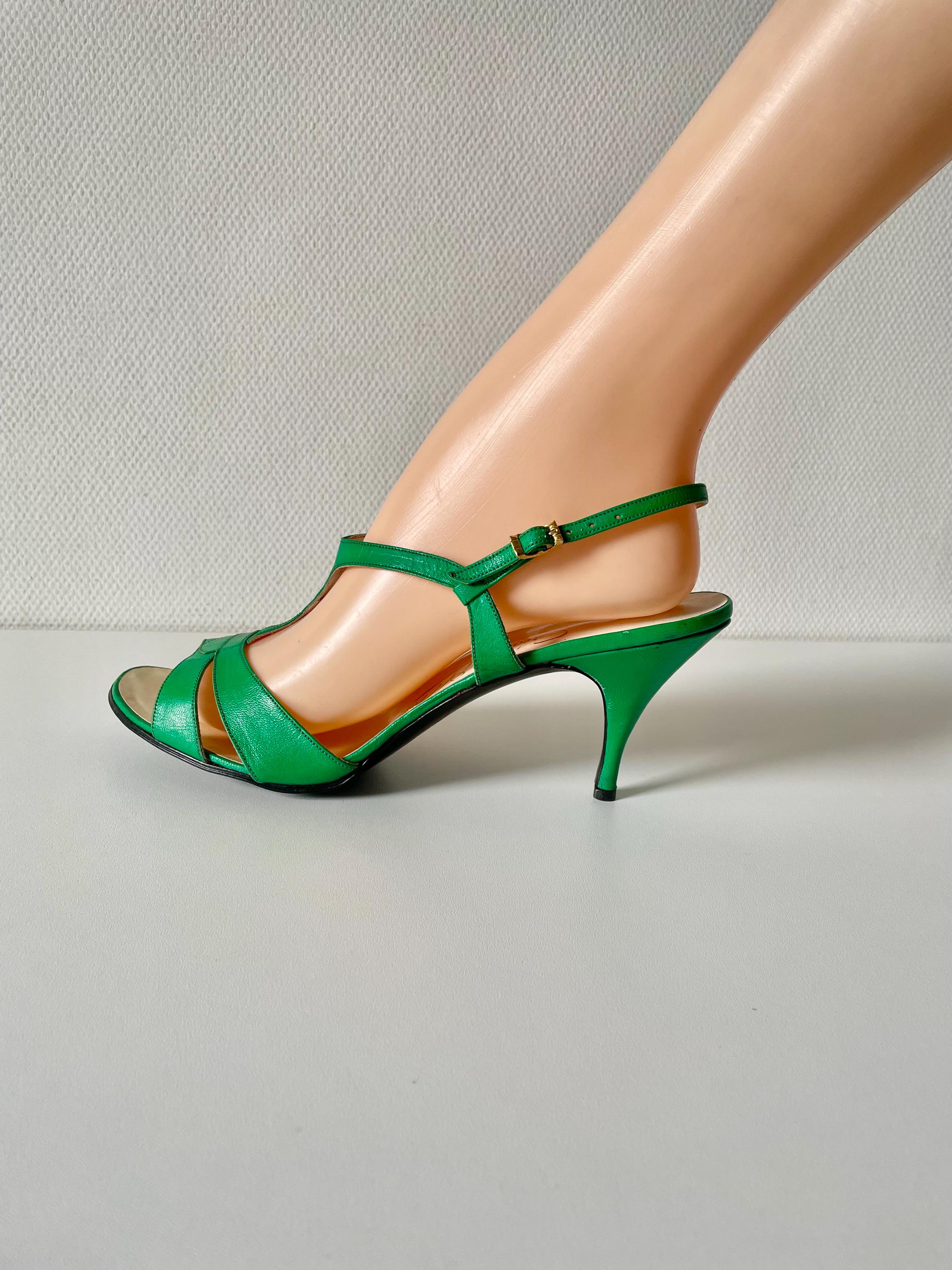 Escarpins à brides Vintages Vert Emeraude 38,5
