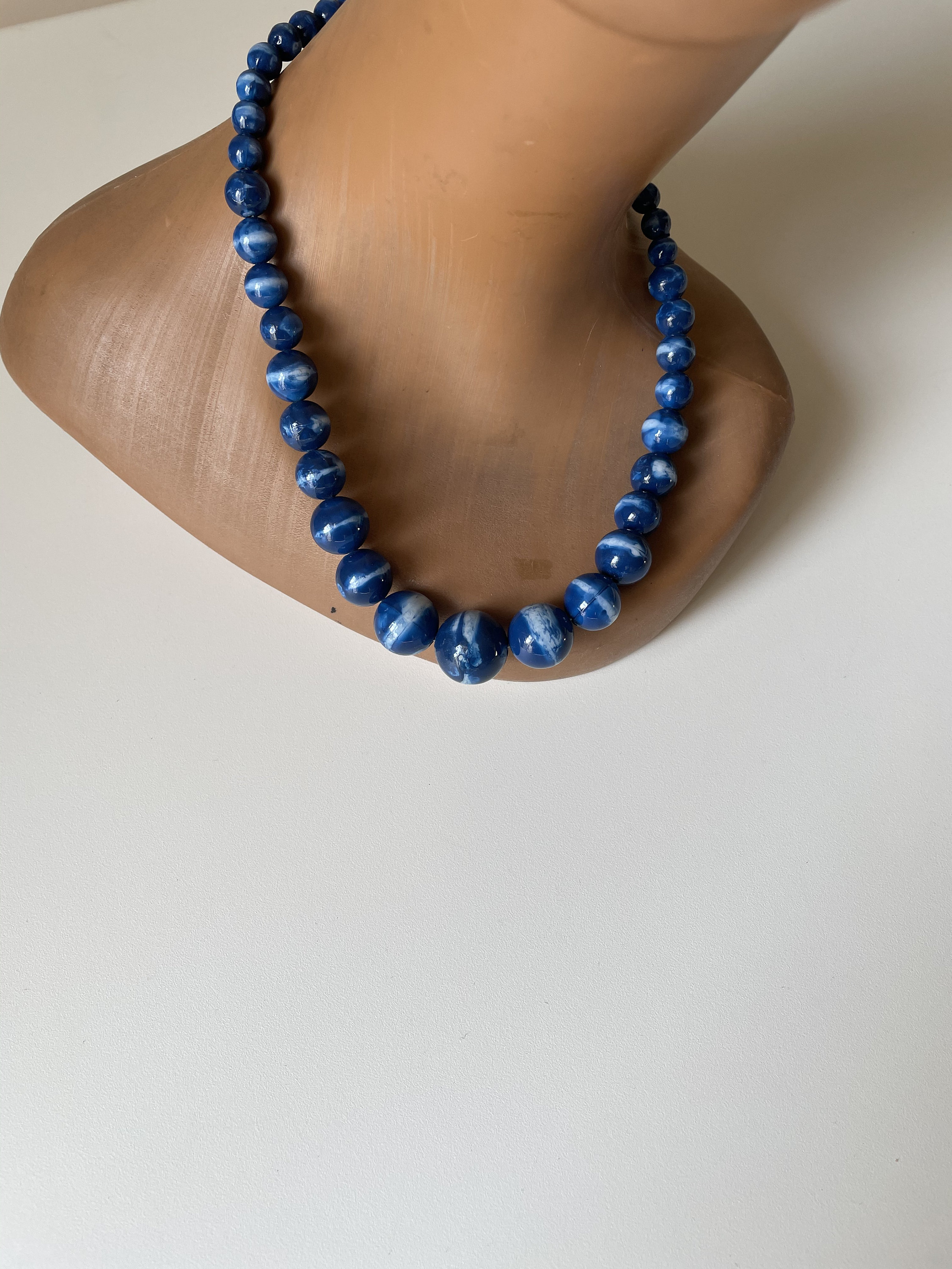 Vintage 70's Plastic Necklace Green Marble Effect - Etsy