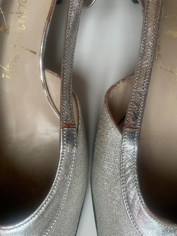 Silver 60's silver lurex Luxury shoes French  Riv… - image 8