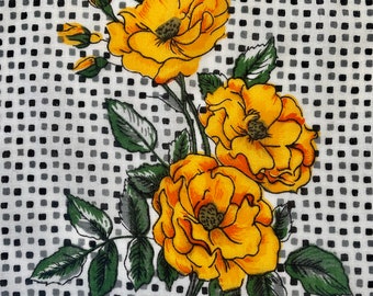 Vintage Handkerchief  roses flower Shabby chic NOS