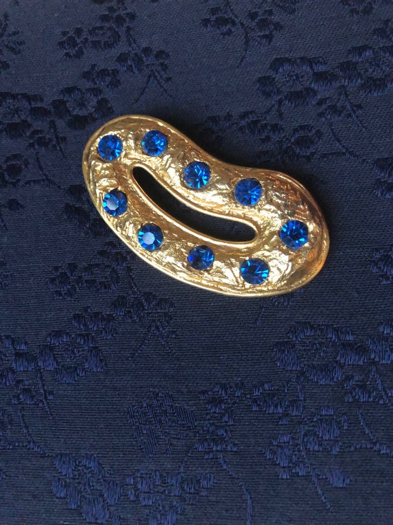 Vintage couture blue Rhinestones brooch 1990s