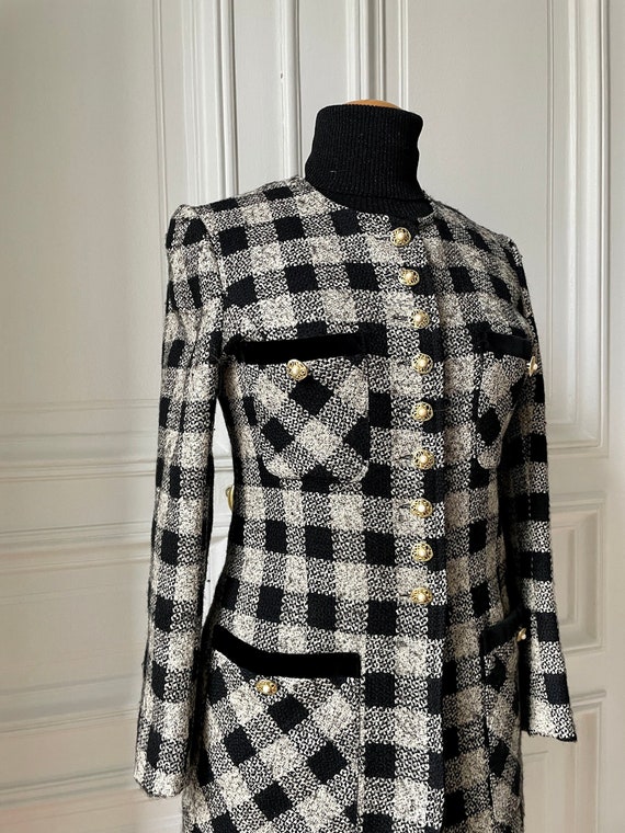 Vintage wool jacket  French Couture black and whi… - image 1