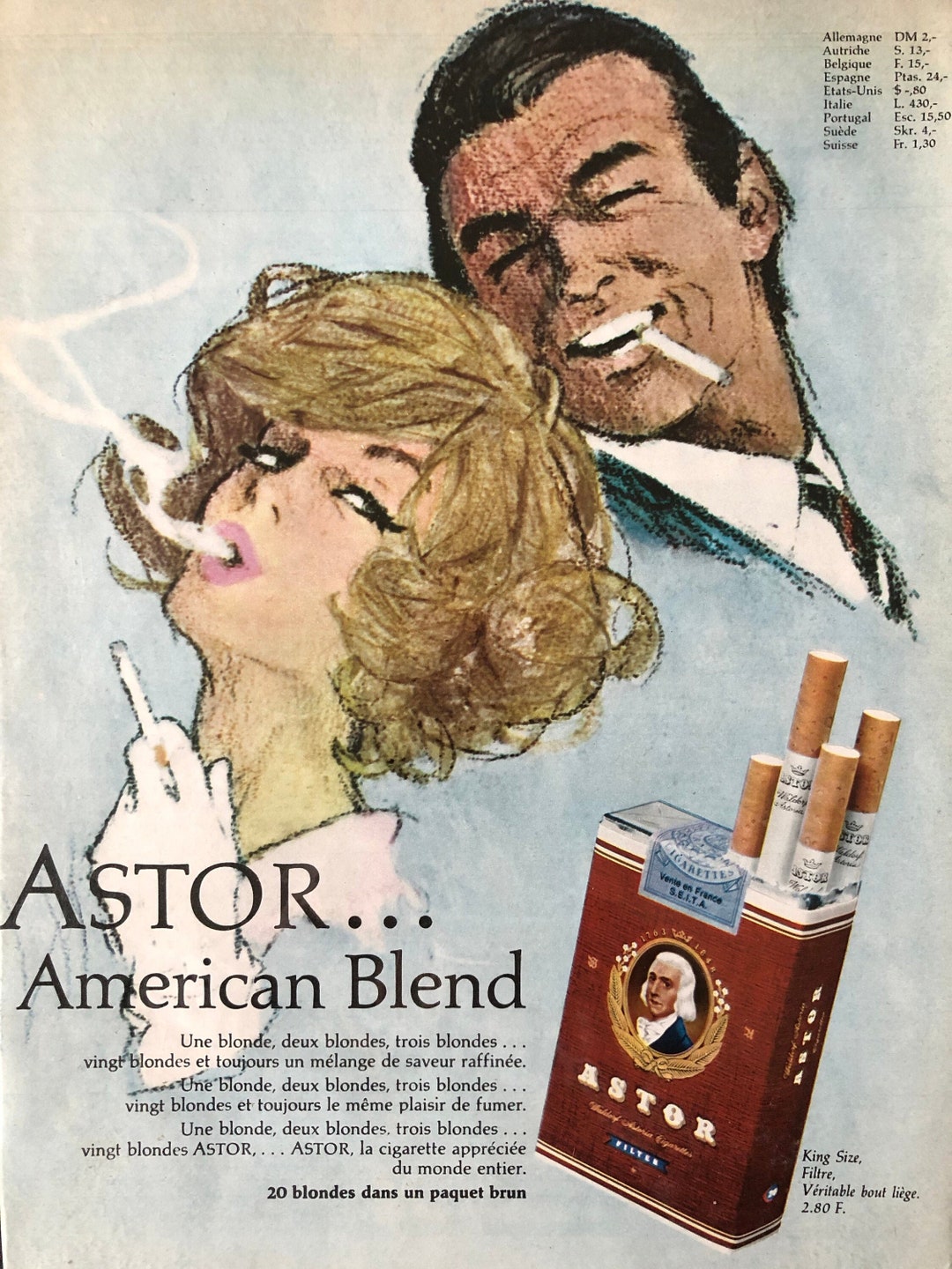 Publicit Cigarettes ASTOR vintage Illustration Mad men - Etsy Canada