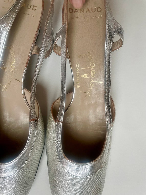 Silver 60's silver lurex Luxury shoes French  Riv… - image 10