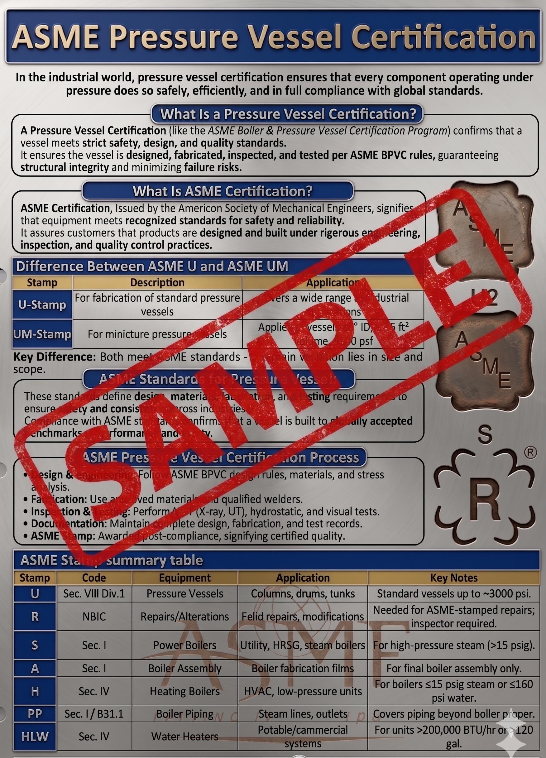 ASME Pressure Vessel Certification Guide & Stamp Summary Table ...