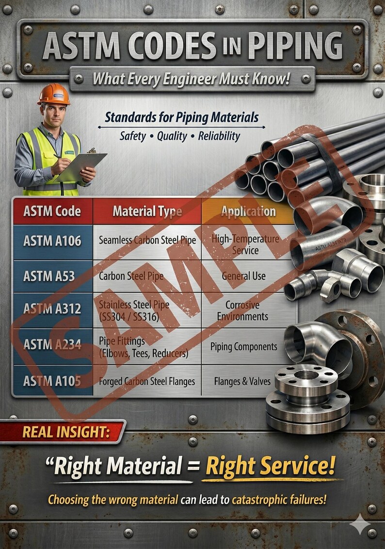 Work Material Code Oil & Gas Engineer ASTM Piping Materials Guide: A106 A53 A312 Codes ...