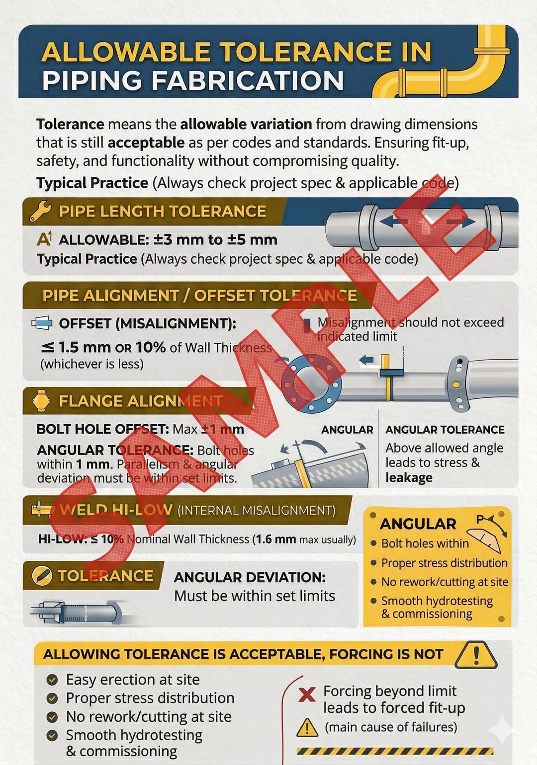 Piping Engineering Tolerance Chart – Pipe Length, Alignment & Weld ...