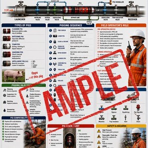 Handleiding voor het reinigen van olie- en gasleidingen met een pijpleidingpigger | Muurdecoratie voor pijpleidingoperaties | Spiekbriefje voor ingenieursstudenten | Digitale download, printbaar PDF-bestand