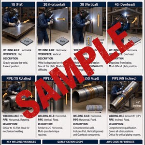 AWS Welding Positions  Pipe Testing Guide | 1G-6G Plate & Pipe Poster | AWS D1.1 Code Infographic | Professional Welder Study | A4 Digital