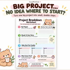Projektstrukturplan, Planer für Großprojekte, Aufgabenstrukturplan zum Ausdrucken, Planer für kleine Schritte, Produktivitätstool gegen Überforderung