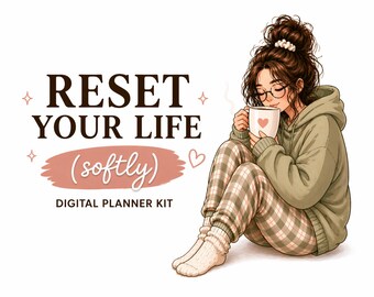 CozyReset Digitale Aufkleber, weiches Mädchen Planer Paket (GoodNotes, iPad)