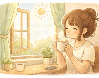 Gemütliches Kaffee-Mädchen-Leben Aufkleber, Cafe tägliches Planer-Bundle (digitaler Download)