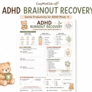 ADHD Burnout Recovery Planner | ADHD Burnout Worksheet | Executive Dysfunction Planner | ADHD Reset Printable | Self Care Planner