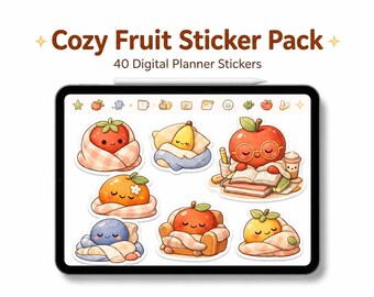 Obst Aufkleber für GoodNotes, Kawaii Planner Aufkleber, süße digitale Aufkleber, Obst Clipart PNG, Digital Journal Aufkleber