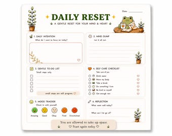 Cozy Frog Dalmatinerplaner, Self Care, überwältigte Tage (PDF Download)