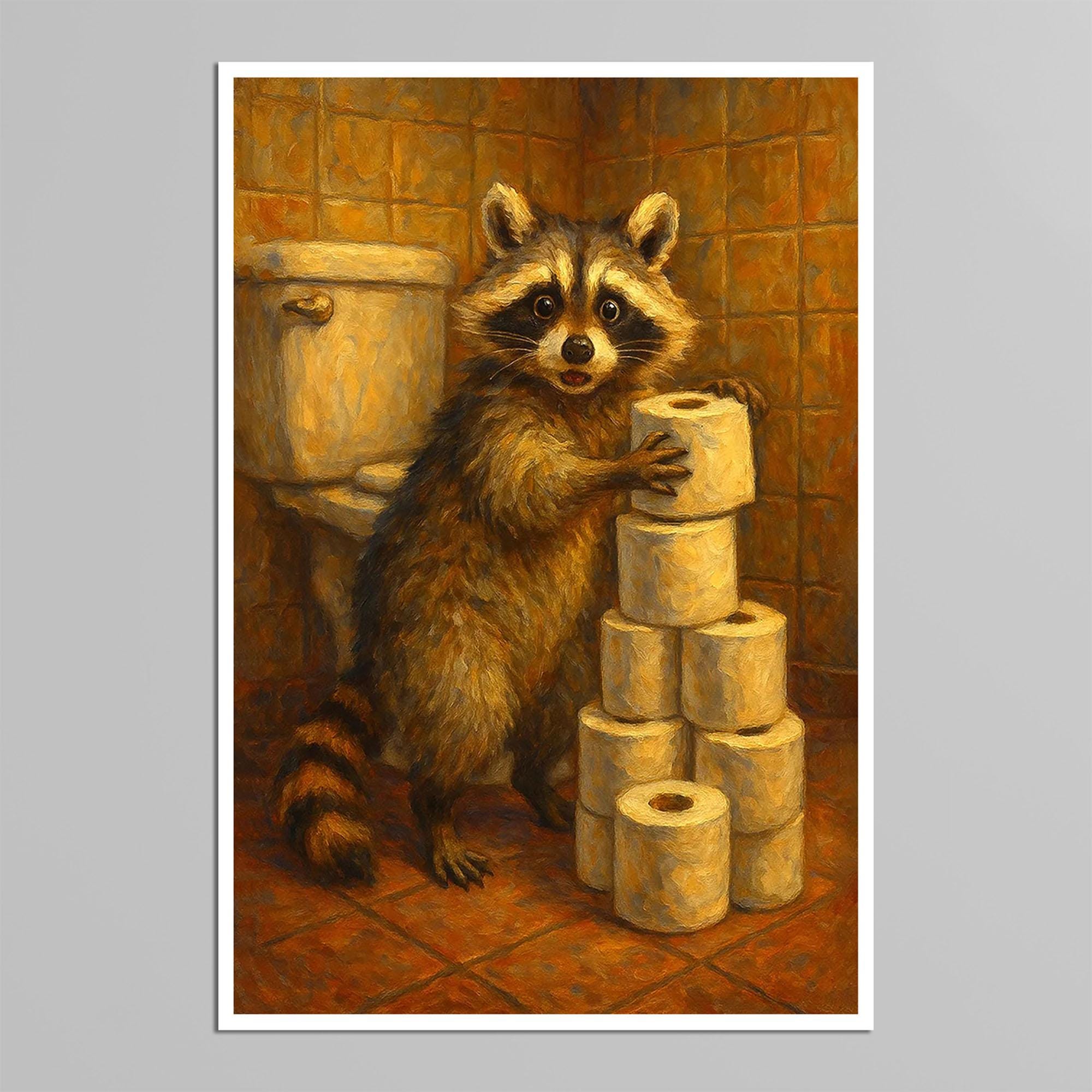 Funny Raccoon Toilet Canvas Print – Humorous Bathroom Wall Art - Etsy