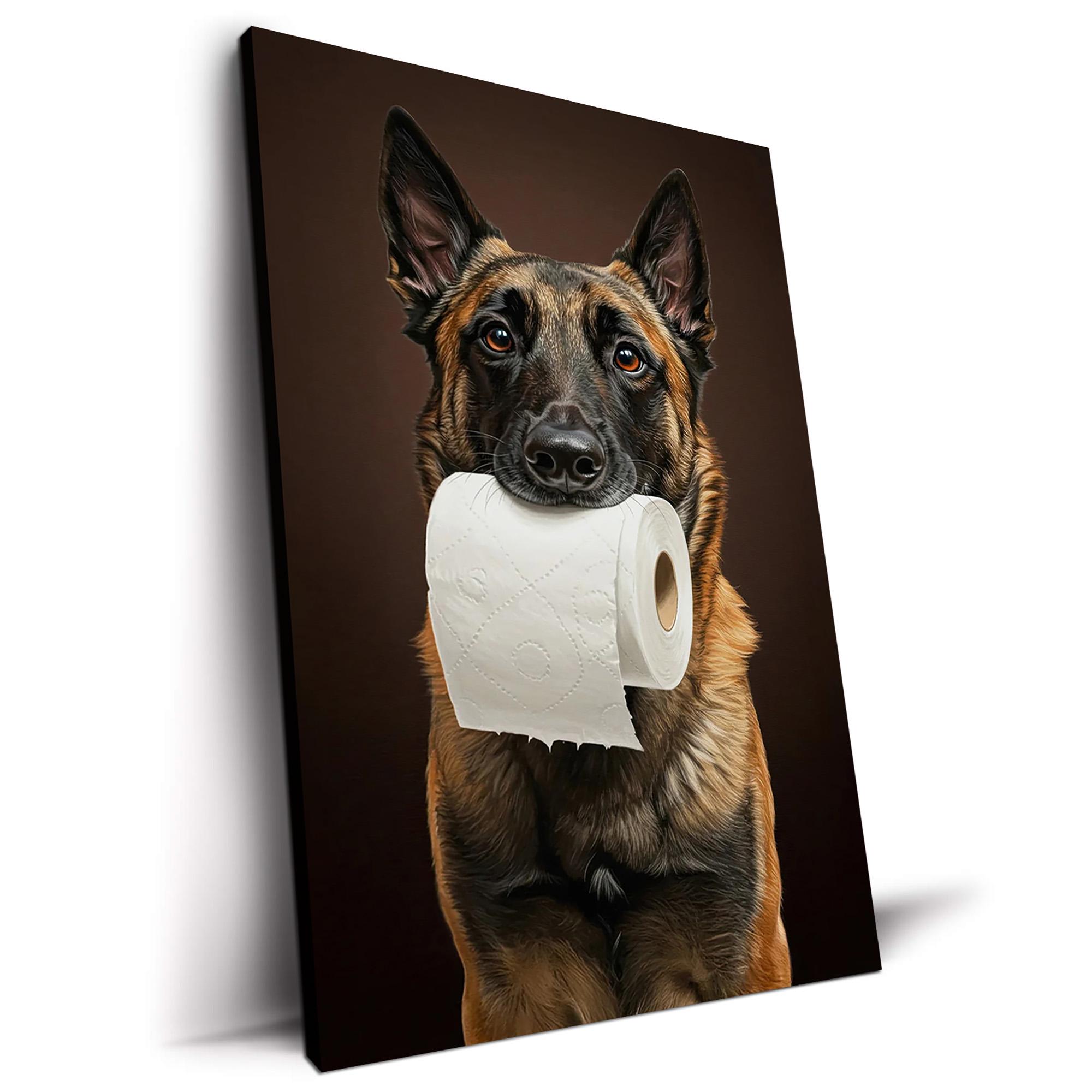 Belgian Malinois Dog Toilet Humor Canvas Print – Funny Bathroom Wall ...