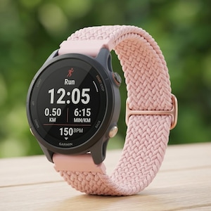 Correa elástica trenzada compatible con Garmin Forerunner, Venu, Vivoactive y Vivomove de 20-22 mm.