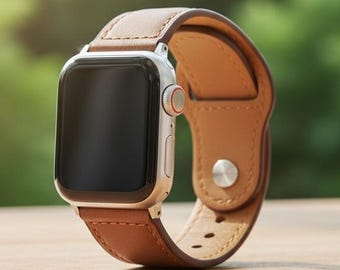 Klockarmband i läder för företag, kompatibelt med Apple Watch, klassiskt armband 38–49 mm smartklocka
